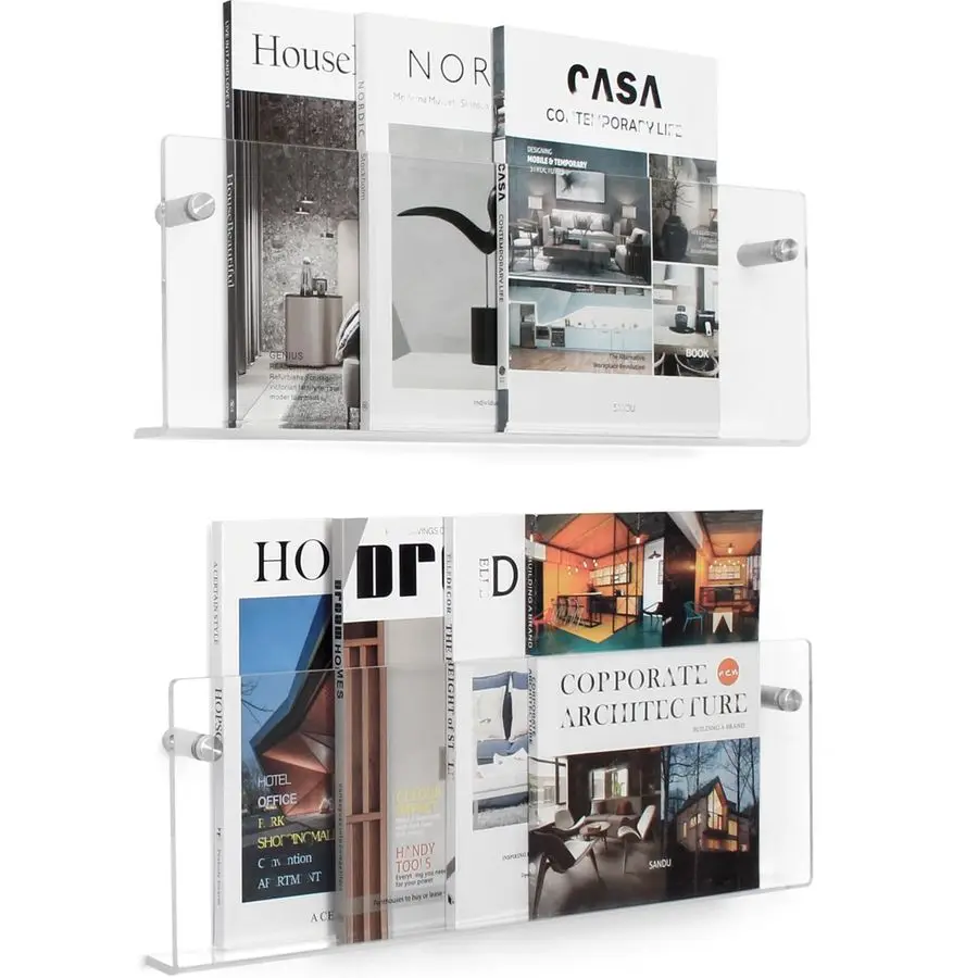 

Pack Clear Acrylic Magazine Holder, Wall Mount Hanging Bookshelf Literature Storage Rack, Brochure File Display Shelf for Waitin