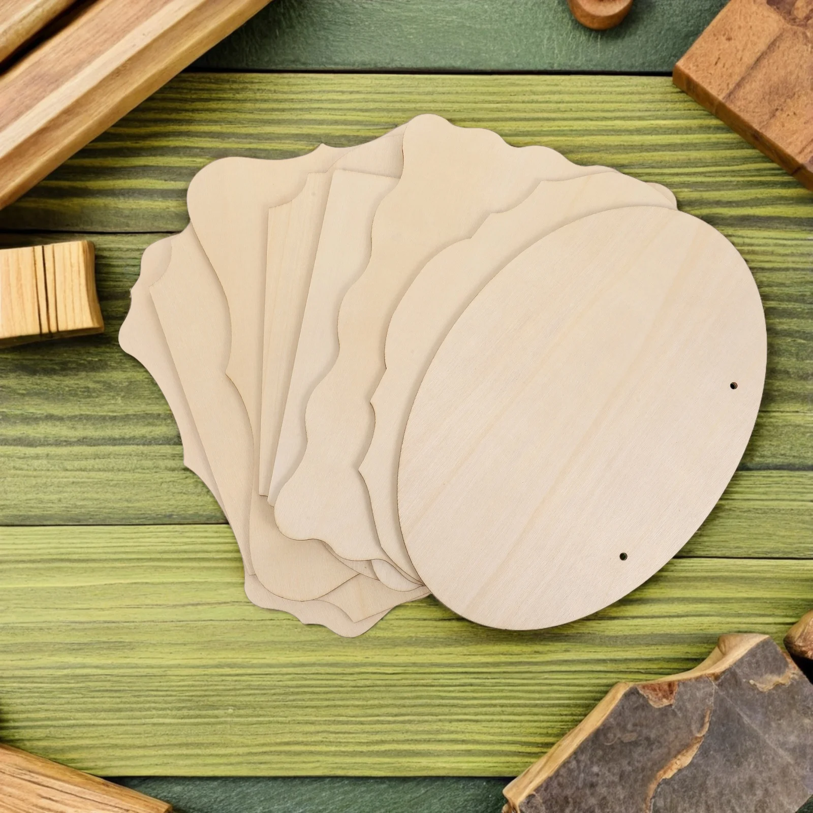 

16Pcs Unfinished Solid Wood Door Hanging Signs Blank Plaques for DIY Farmhouse Wall Decor Unfinished Hanging Wood Sign Blank