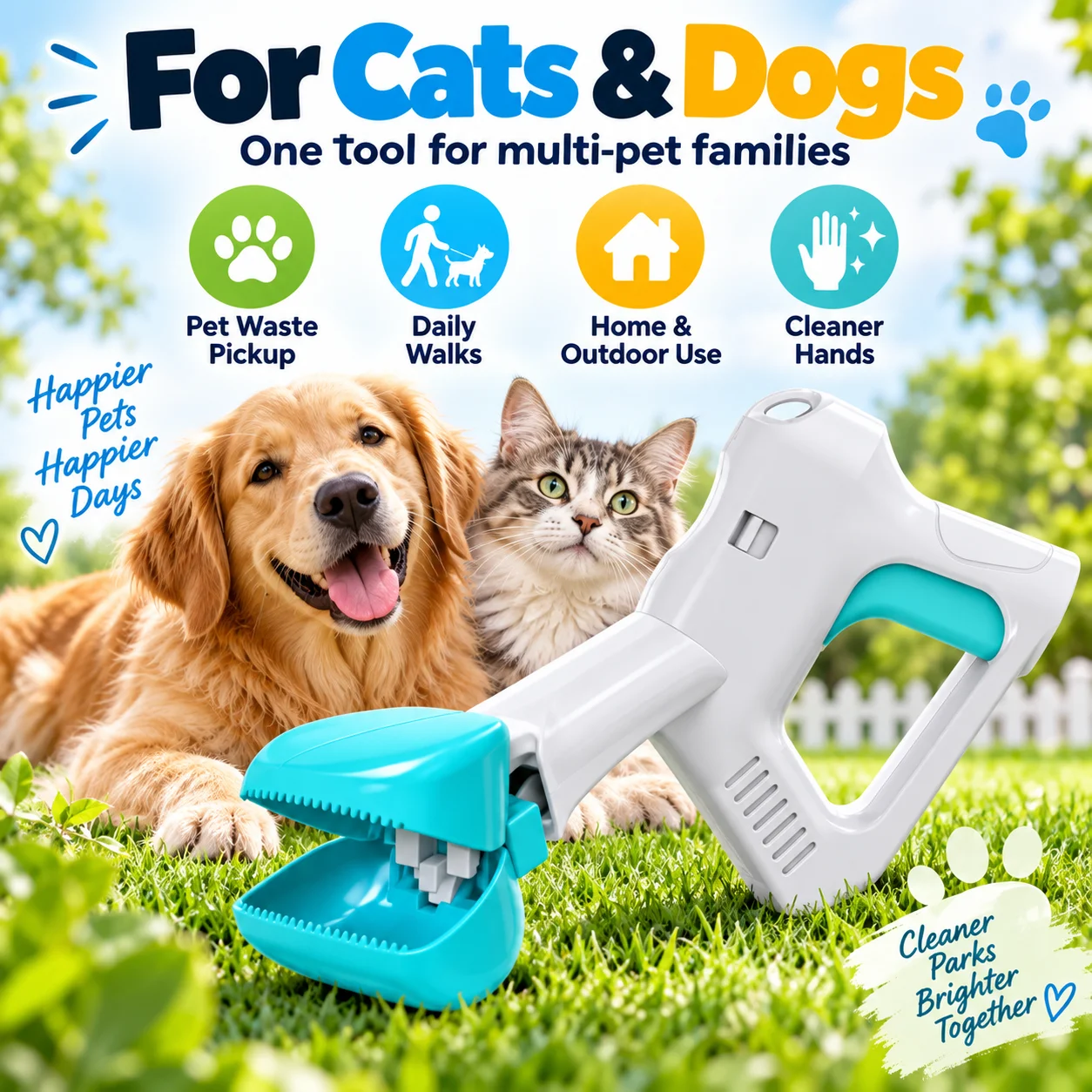 Portable Handheld Dog Poop Picker, Hygienic Pet Waste Grabber, No-Touch Poop Collector for Dog Outdoor Walking