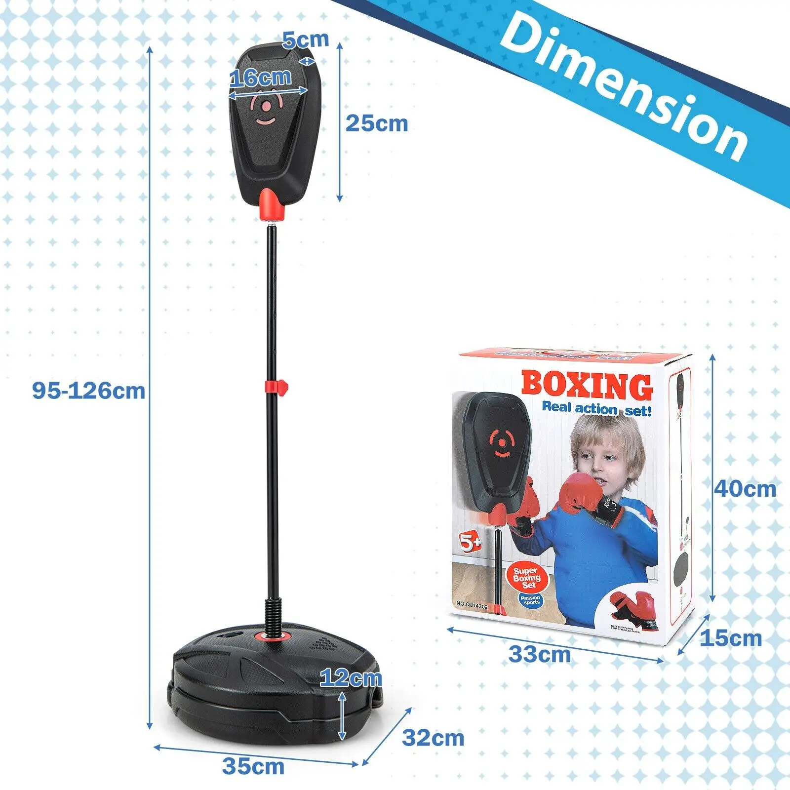 ERGOMASTER Inflation-Free Boxing set with Boxing Gloves Quick Rebound 6-Position Adjustable