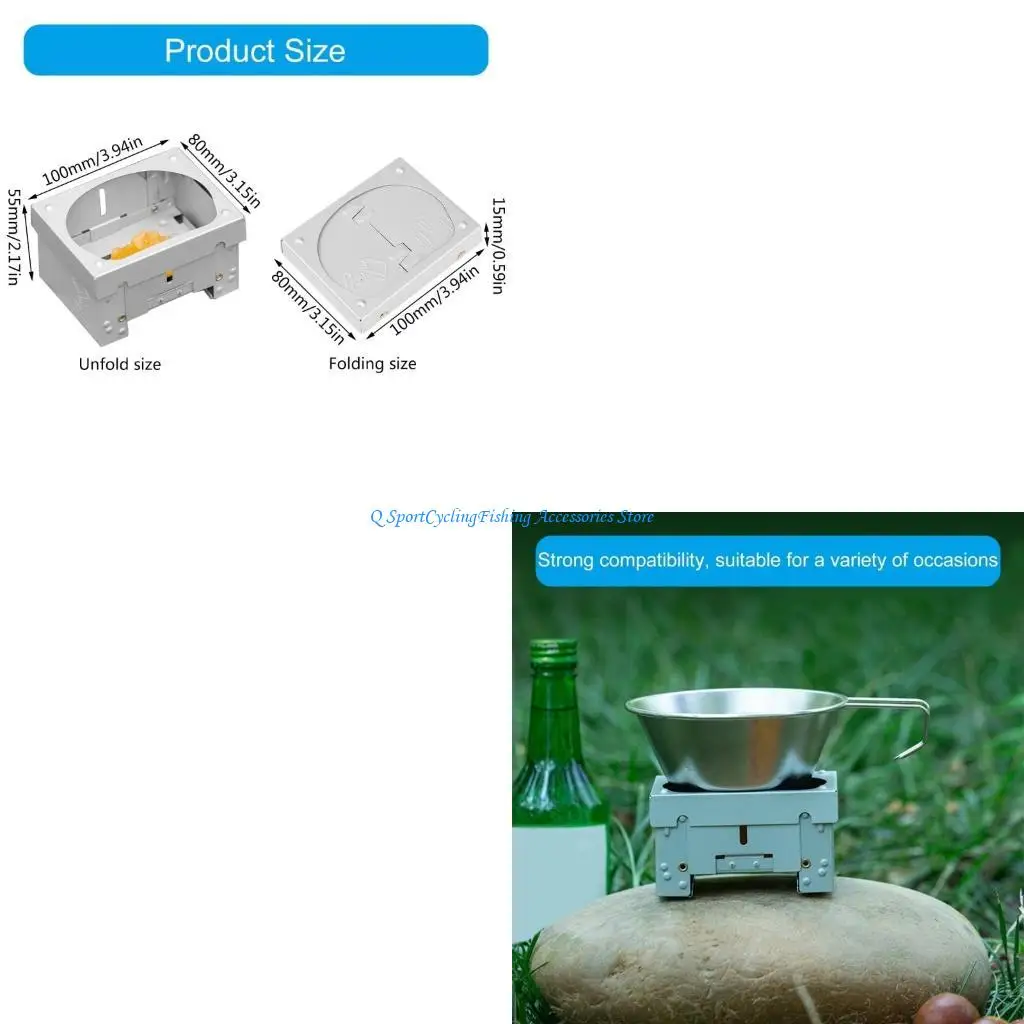 

Folding Stove with Windshield & Lid, Light Weight Alcohols Burners Pocket Size Foldable Stove For Hiking Outdoor Cooking