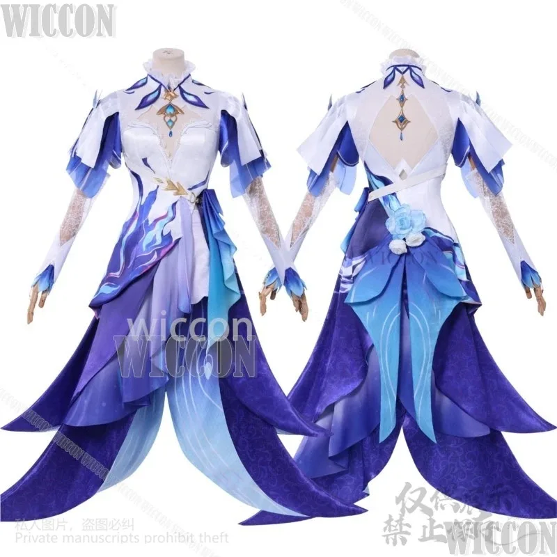 

a7d@Wuthering Waves Cantarella Cosplay Jellyfish Irregular Dress Blue Purple Lolita Headwear Furry Wig Girl Carnival Suit Custom