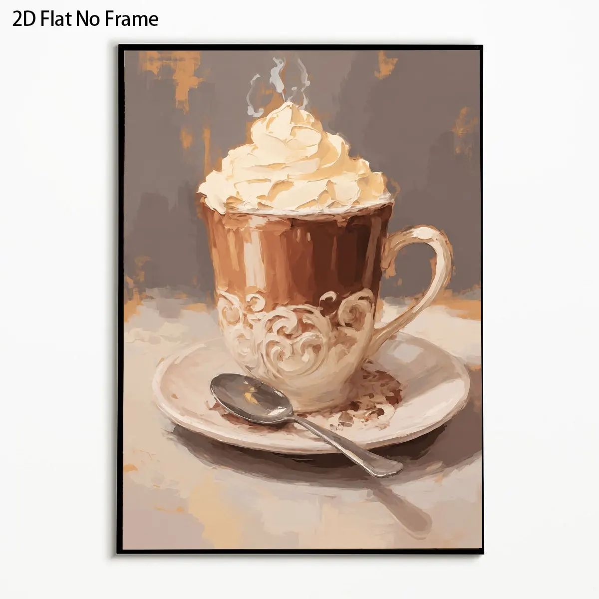 2D Flat, 1pc WENGTIAO Modern Hot Coffee & Whipped Cream Poster - Suitable for Winter Christmas New Year Wall Decor, Unframed