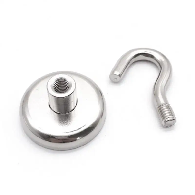 1/2/4PCS Magnetic Hook Neodymium Magnet E10/16/20 Electroplating Metal Strong Hook Thick Wall Hook for Home Kitchen Organization