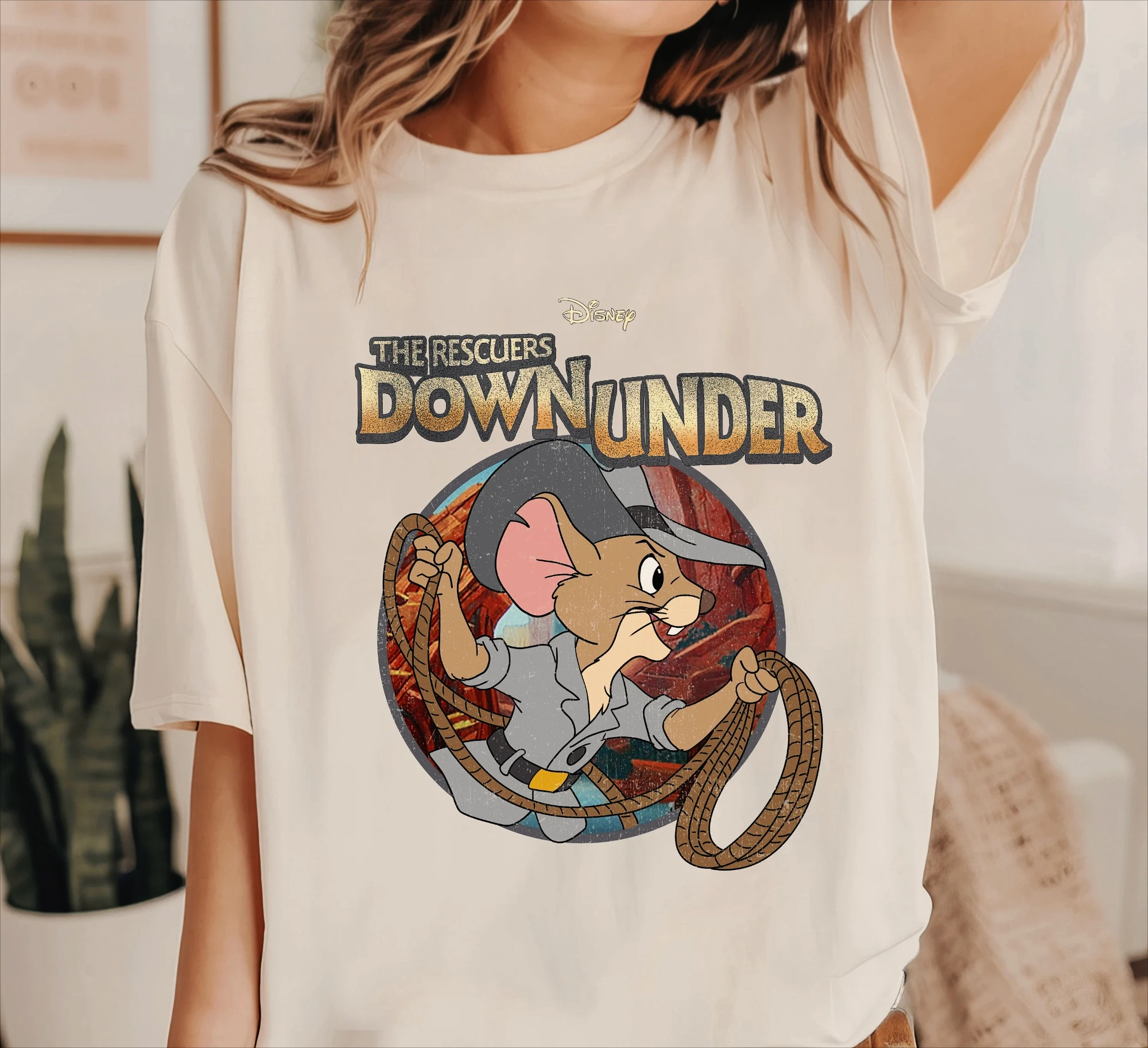 تي شيرت Disney The Rescuers Down Under Print تي شيرت نسائي بأكمام قصيرة ملابس للأولاد ملابس عائلية متطابقة ملابس أطفال بنات