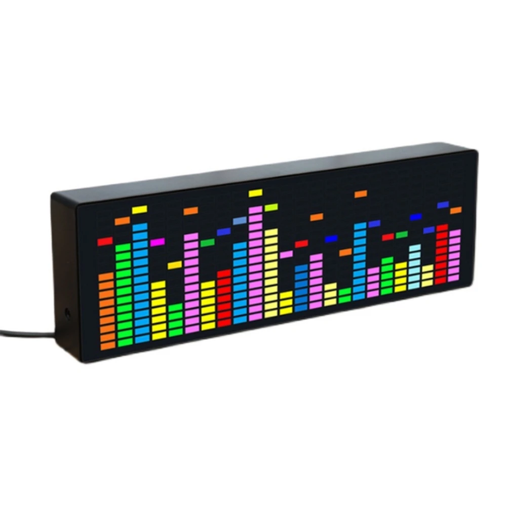 LED Music Spectrum Rhythm Lights Voice Sensor 1624 RGB Atmosphere Level Indicator with Clock Display(Wire Control)