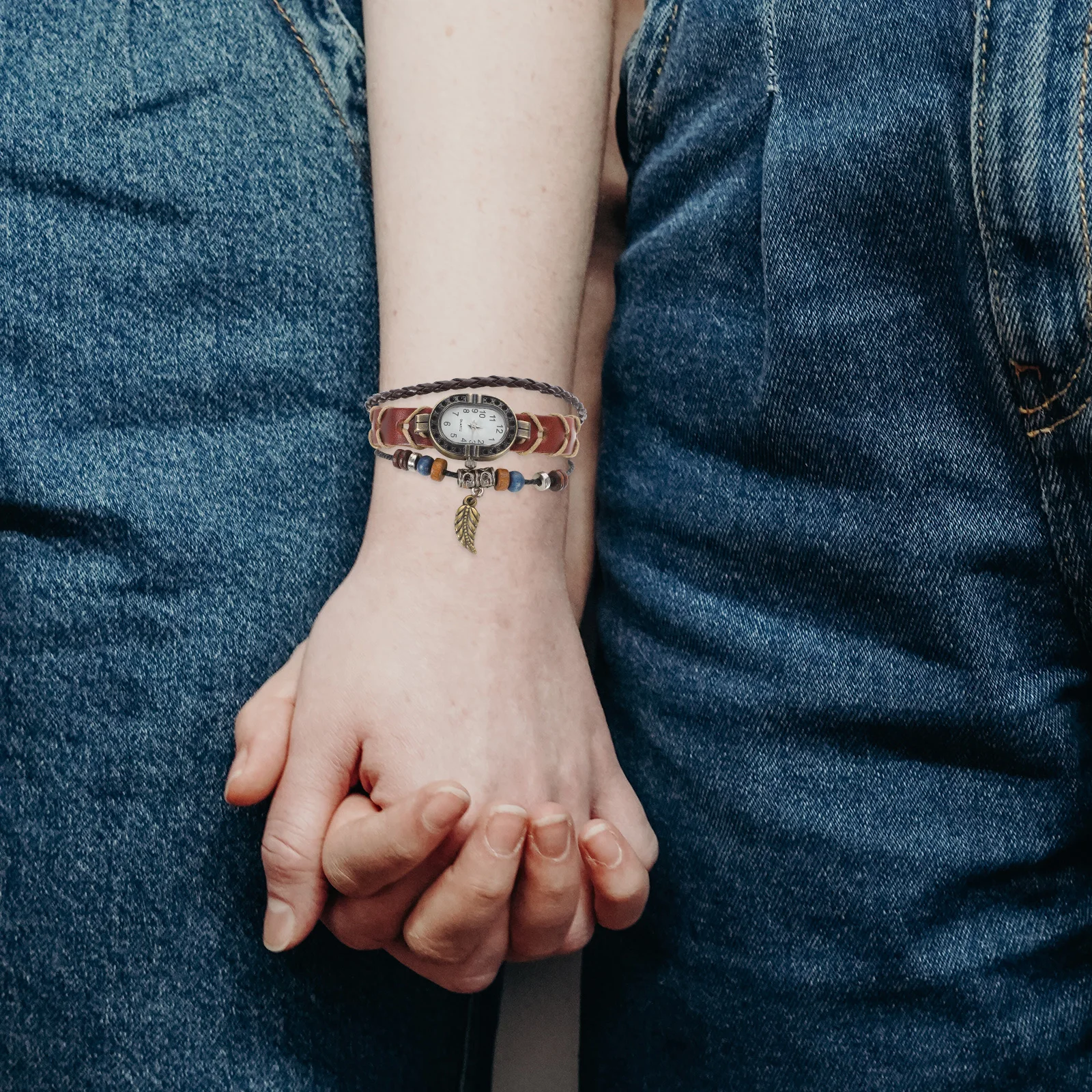 قطعة واحدة من ساعة كوارتز عصرية للجنسين مع سوار كلاسيكي بمينا دائري لتصميم الارتداء اليومي #2