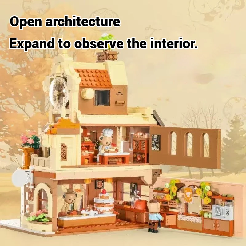 어린이 교육용 조립 장난감, 거리 풍경 시리즈 거리 상점 DIY 조립 하우스 모델 조립, 블록 장난감