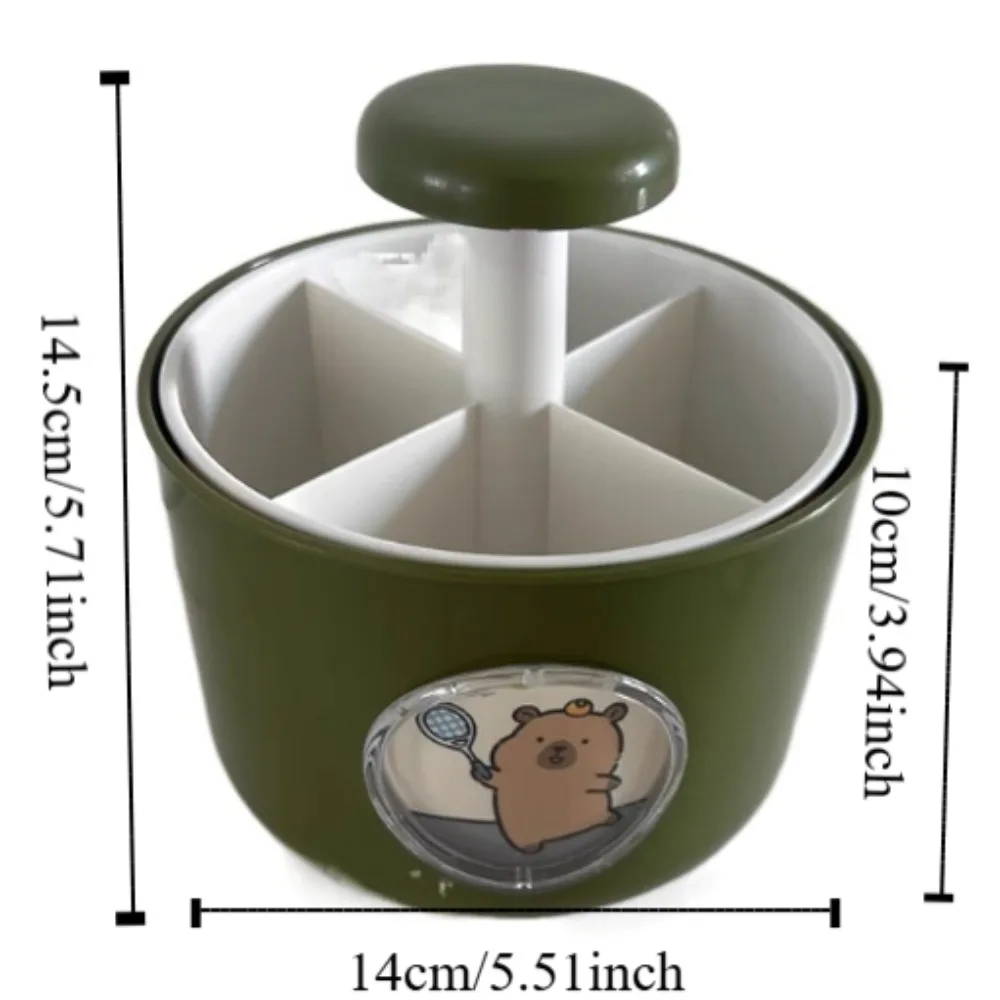 Portalápices giratorio Capybara de 4 patrones, caja de almacenamiento de escritorio de gran capacidad con 4 rejillas, plástico bonito