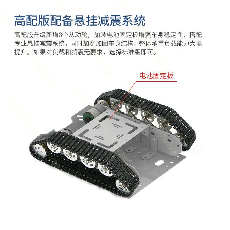 Intelligent crawler chassis shock absorption, all-metal  robot coded motor, intelligent trolley chassis