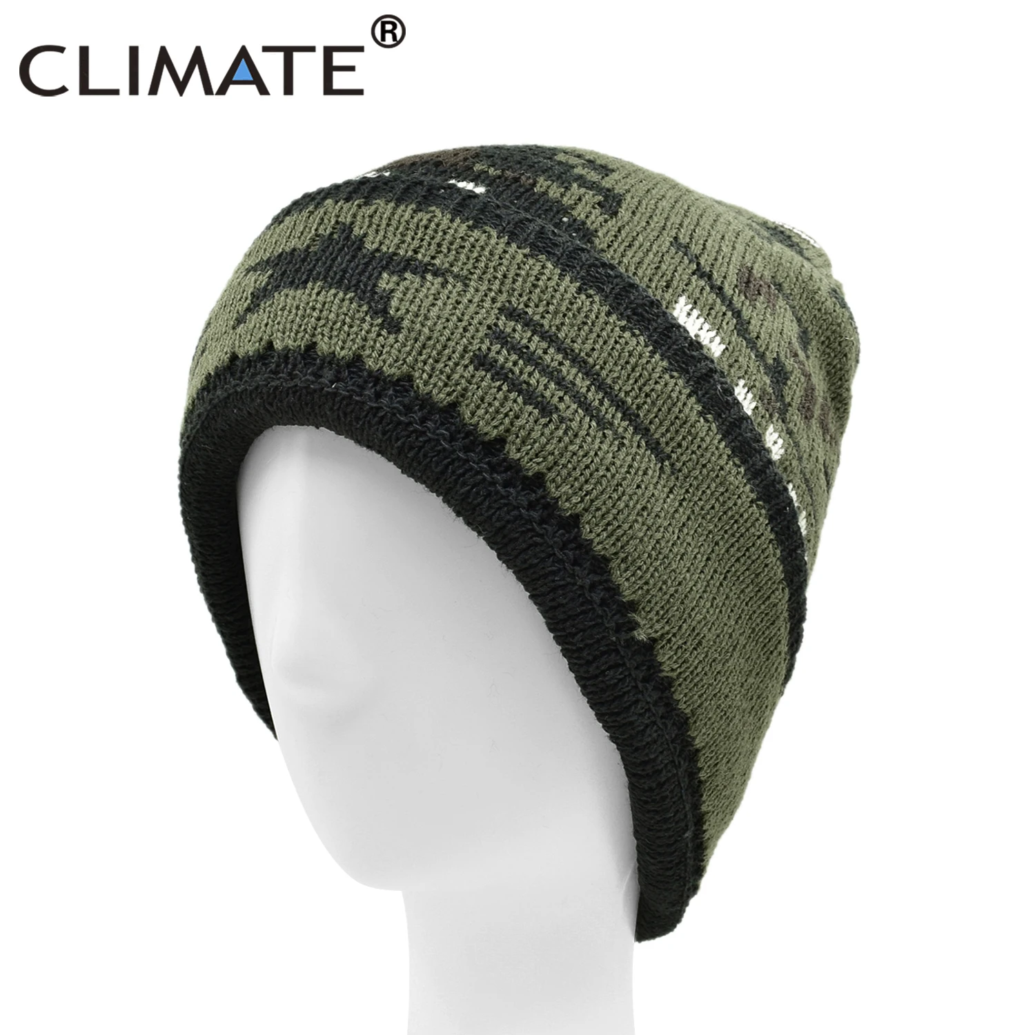 CLIMATE New Camouflage Beanie Winter Warm Hat Cool Wen Man Camo Beanie Knitted Hat Hunting Fishing Outdoor Sport Knitted Hat Cap