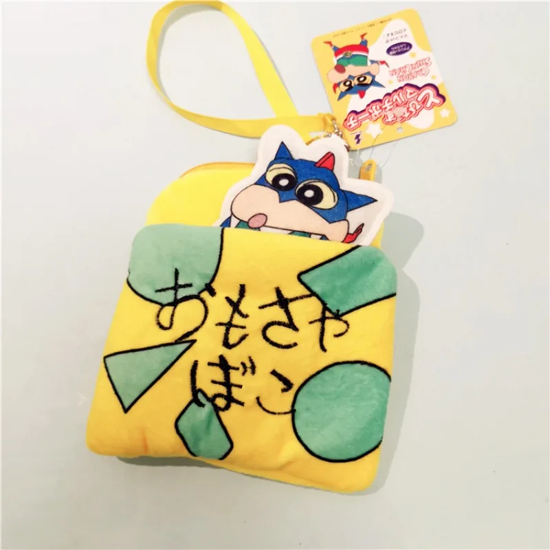 Monedero de Anime Crayon Shin-chan, billetera telescópica de felpa con dibujos animados para niños, tarjetero de felpa de Anime con cordón, bolso colgante Kawaii