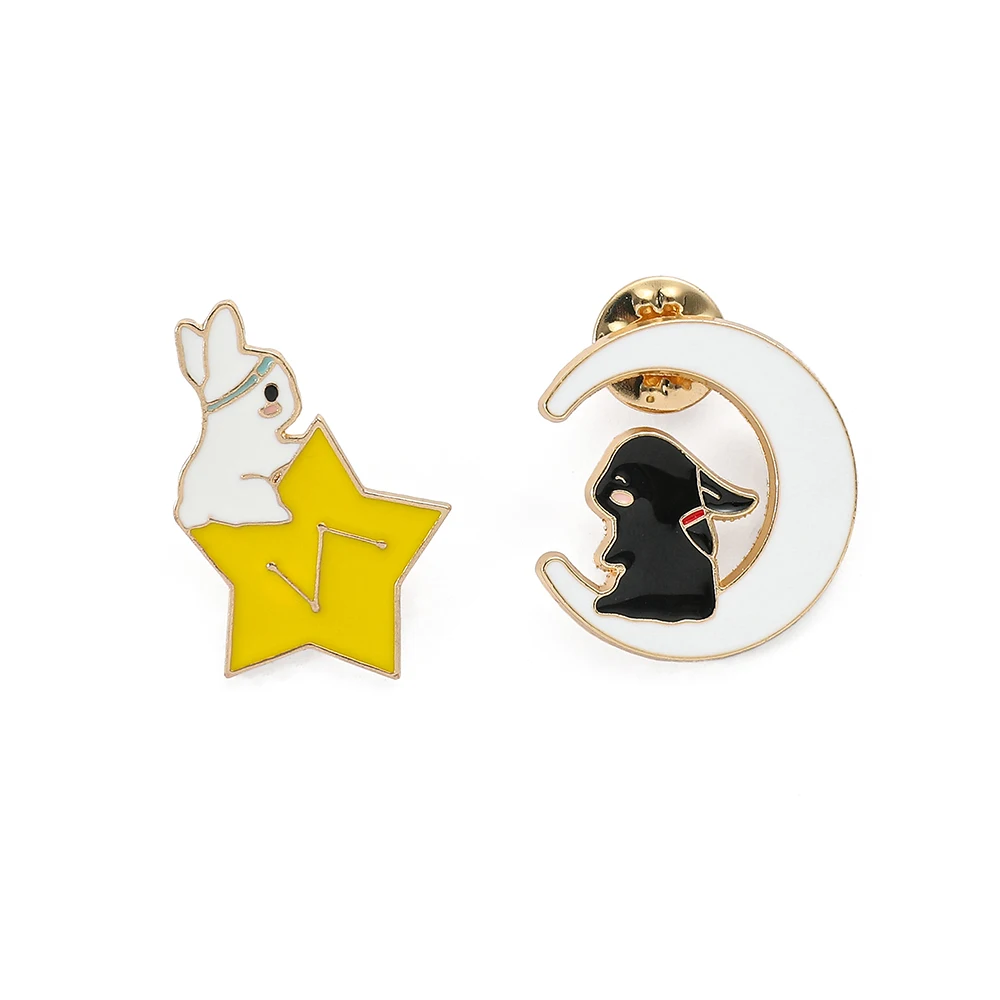 Anime Grandmaster of Demonic Cultivation Enamel Lapel Pins Mo Dao Zu Shi Cute Brooches Cartoon Star Moon Rabbit Backpack Badges