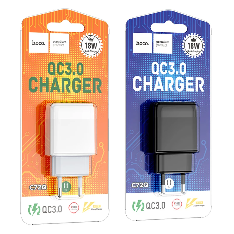 Hoco 18W QC3.0 USB Charger For iPhone 12 11 Pro Max XR EU Plug Wall Phone Charger Adapter For Samsung S20 S21 A51 Fast Charging