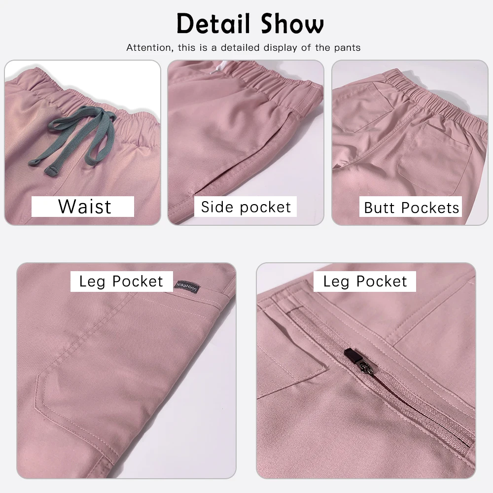 غرفة العمليات ملابس العمل الدعك الطبية التمريض موحدة النساء فرك مجموعة ممرضة جيب أعلى + السراويل دعوى صالون تجميل مختبر عمال