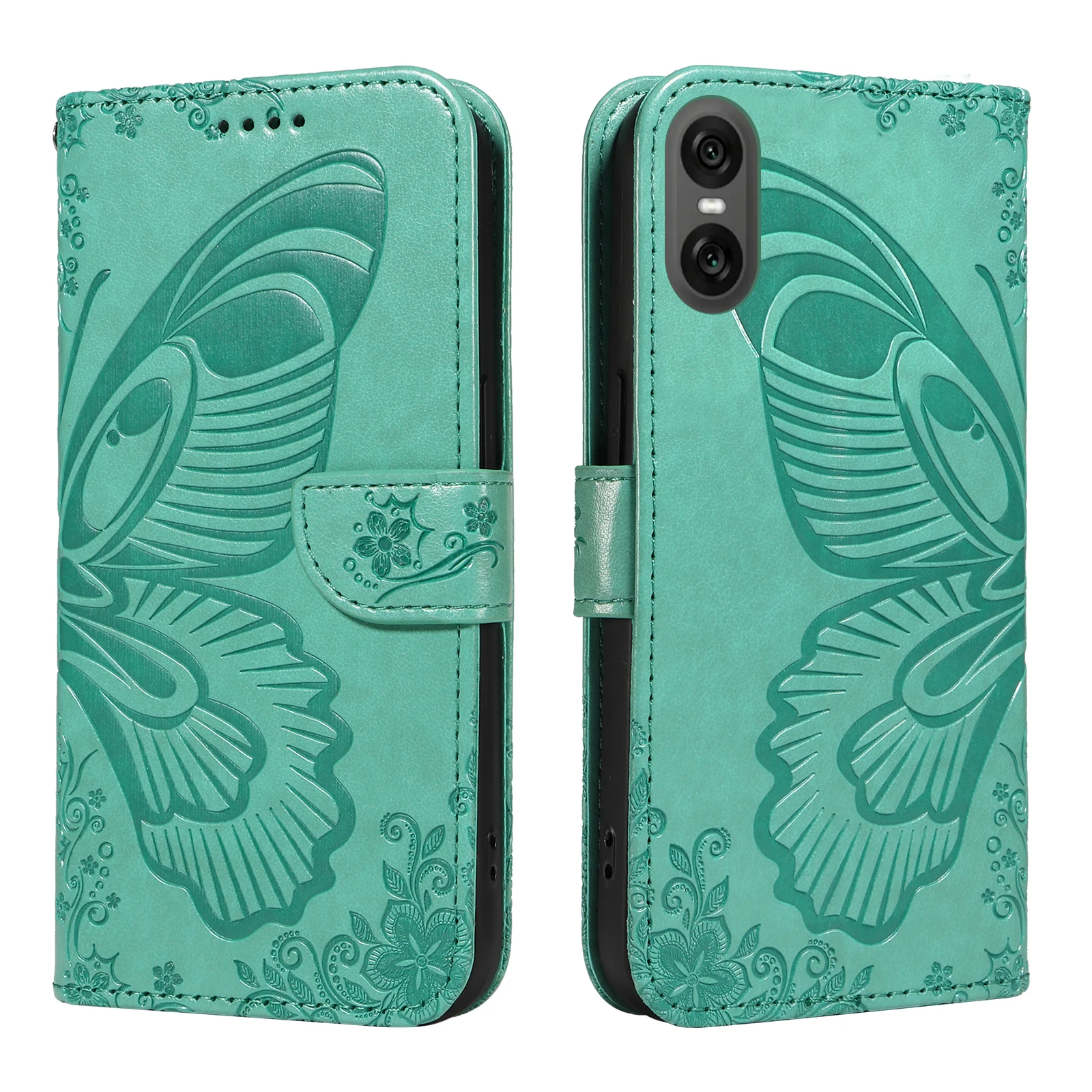 Luxury Leather Wrist Strap Case For Sony Xperia 10 VI Butterfly Pattern Flip Cover For Xperia 5 V 1 IV Xperia10VI  Xperia1V Capa