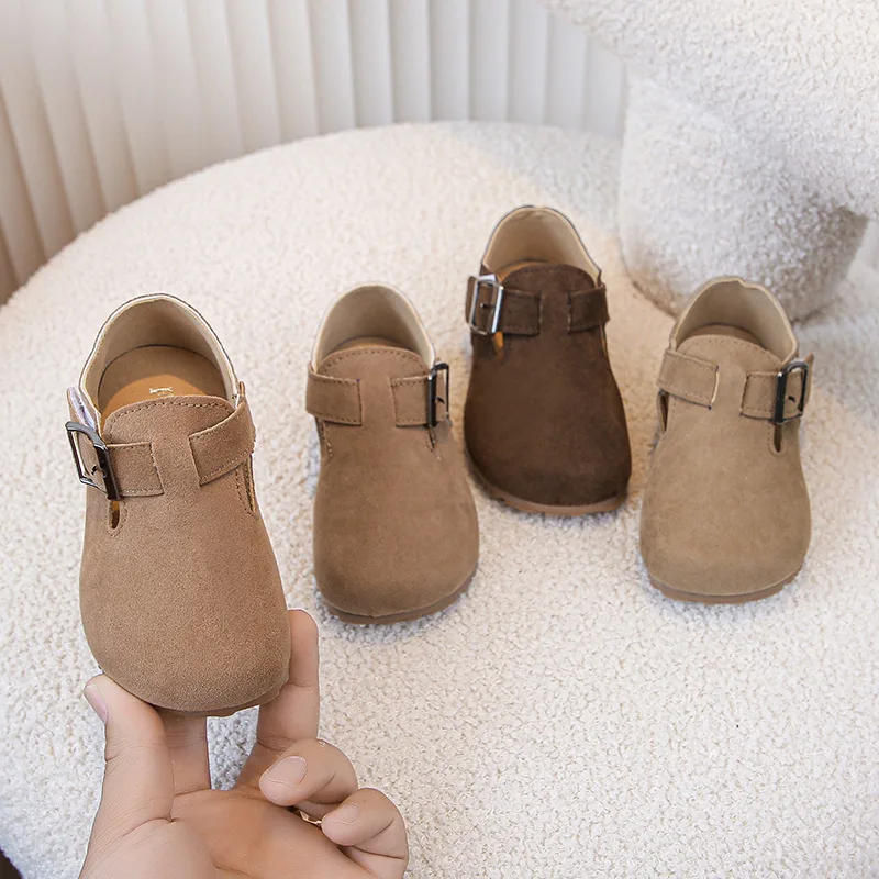 Zapatos Doudou Retro de estilo británico para niños y niñas, calzado de suela suave con Velcro, Moda de Primavera y otoño, 2024