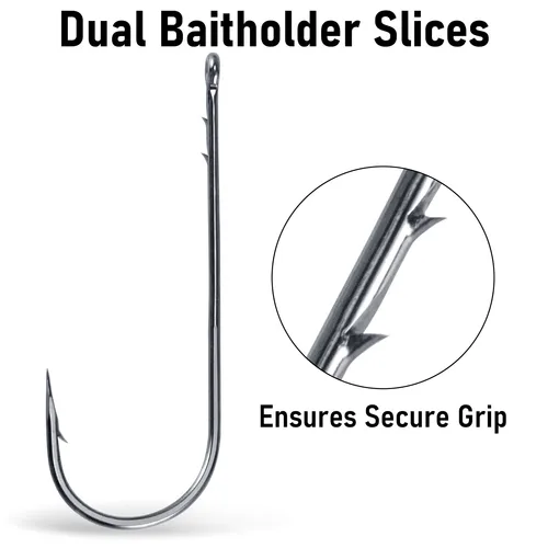Imagen 2 del producto 20 piezas anzuelos de gusano, anzuelo de pesca de vástago largo, anzuelo Baitholder, anzuelos de lubina en línea para cebo blando, Swimbaits, aparejo Texas