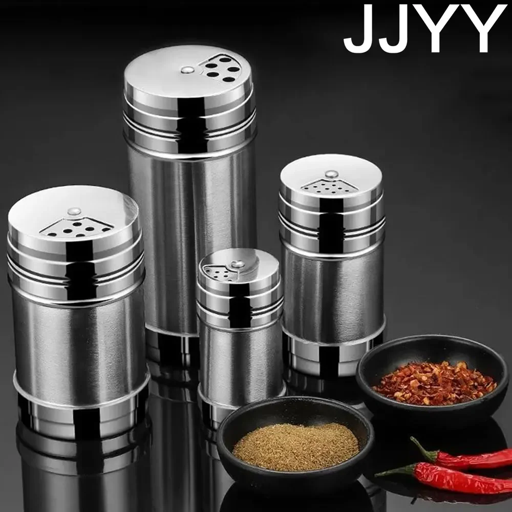 

JJYY Salt Sugar Bottle Rotating Cover Multi-purpose Stainless Steel Kitchen Gadgets Spice Pepper Shaker Spice Jar Seasoning Can