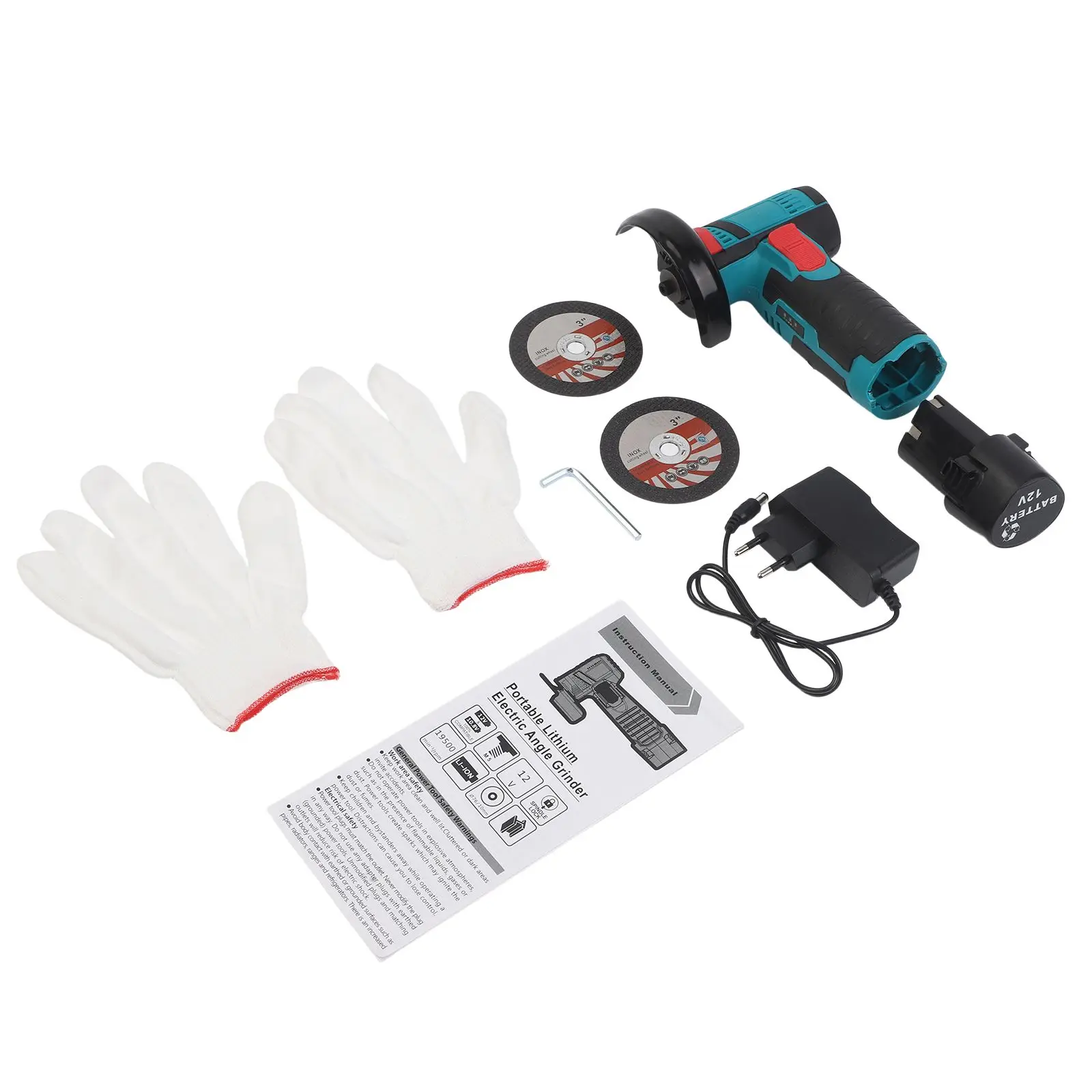 12V Portable Cordless Angle Grinder with Brush Motor High Efficiency for Indoor Decoration and Equipment Repair