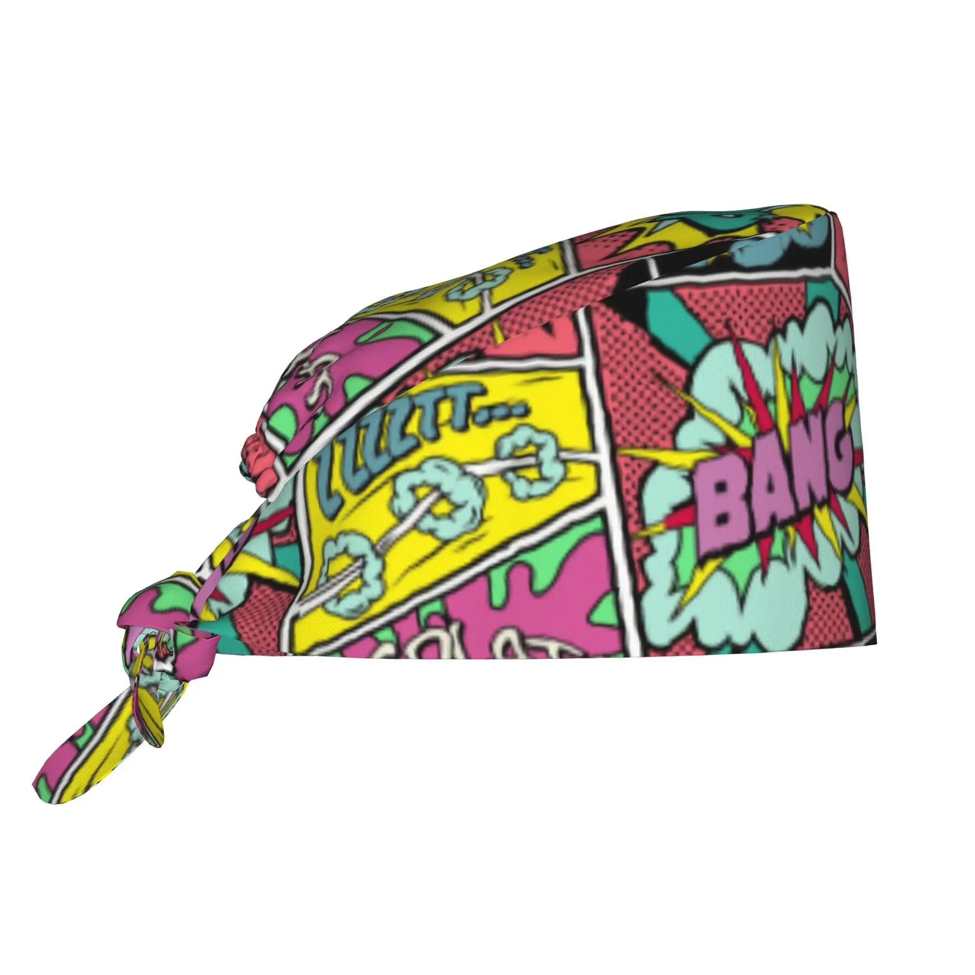 Custom Vintage Comic Book Medical Staff Scrubs Hat Unisex  For Chef Hat Scrub Caps