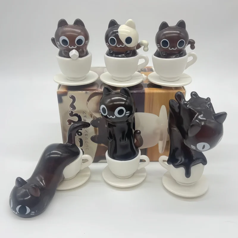 

Cat Cafe Coffee Styling Series Blind Box Transparent Funny Posture Action Figures Model Collection Toy Birthday Gift Desktop Toy