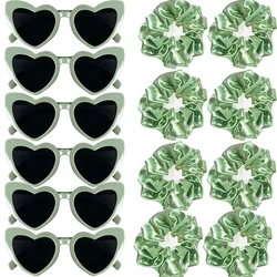 Bridesmaid Gifts Bridesmaid Satin Hair Ties Set with Heart Shaped Sunglasses Wedding Party Bridal Shower Favors Proposal Gifts