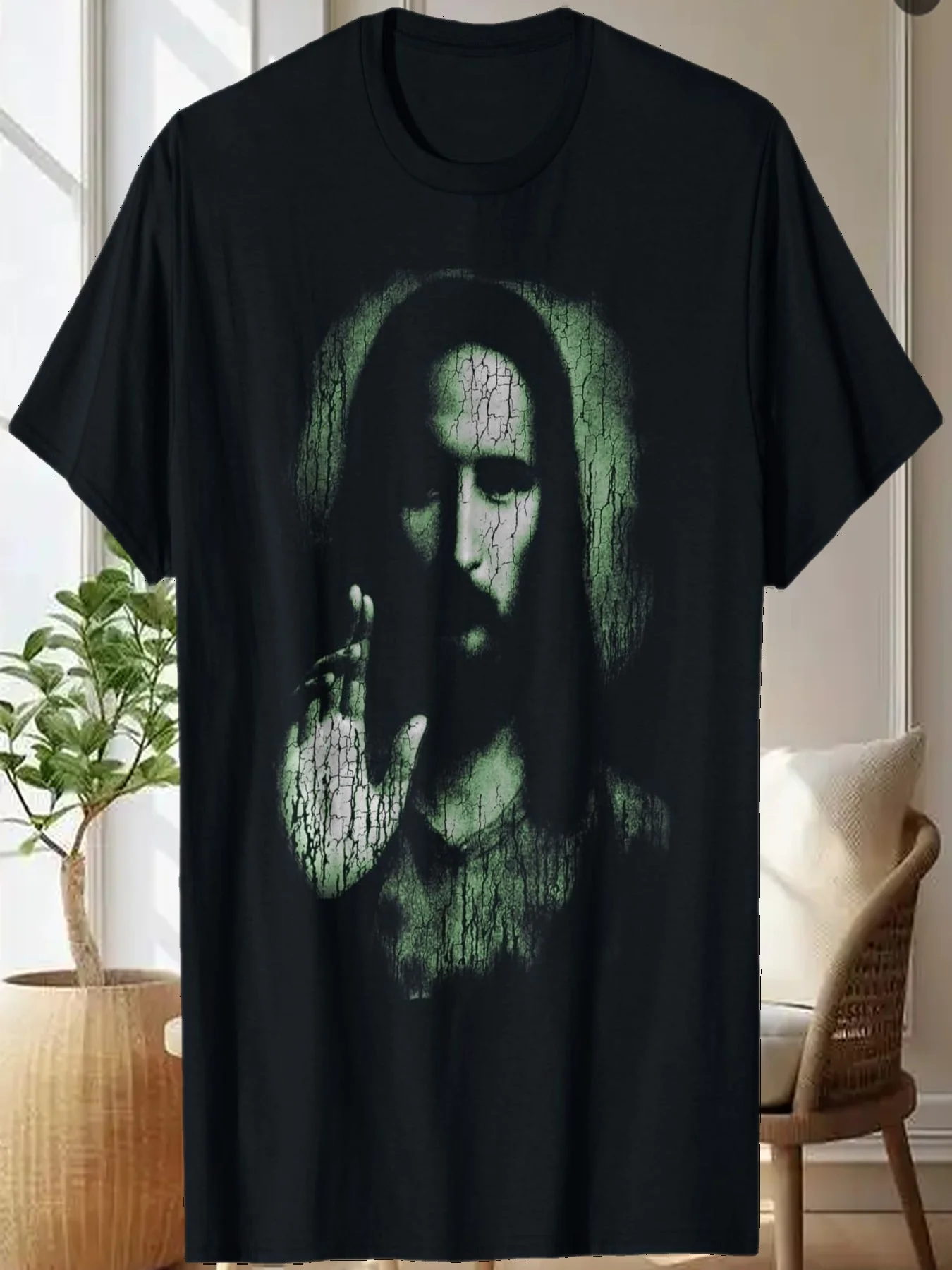 

Футболка с изображением Святого Лица Иисуса Христа и благословением христианской веры