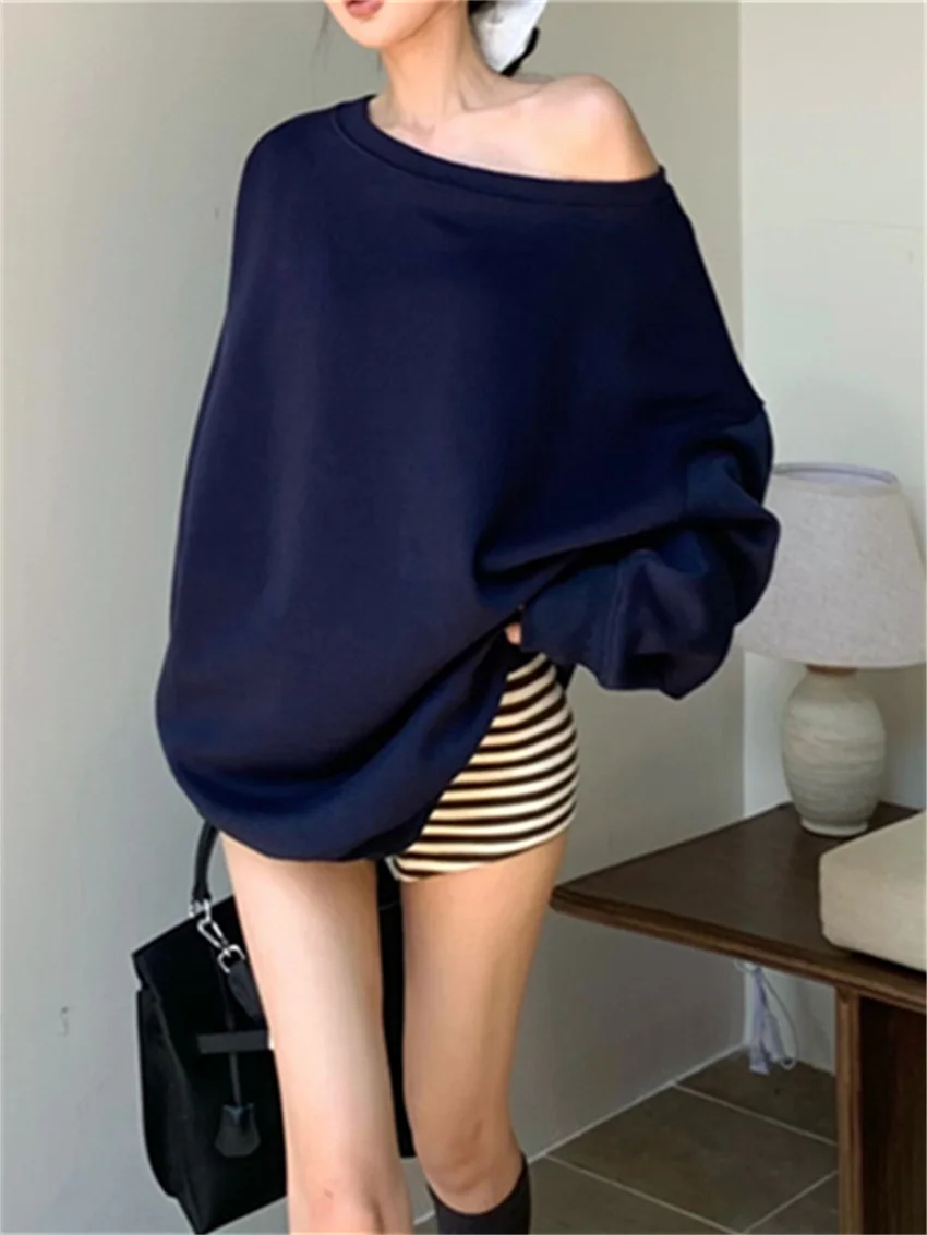 كنزات رياضية صلبة عالية كيتي للنساء ، أنيقة فضفاضة ، قطن ، شورت ضيق بخطوط ، سيدة مكتب ، كاجوال جديد ، رأ ، خريف ،