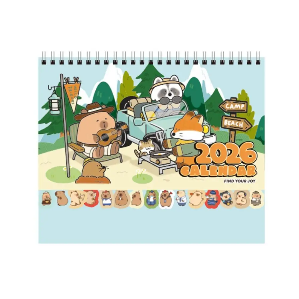

Capybara Forest 2026 Desk Calendar Coil Binding One Month to View Tabletop Schedule Memo Notes Monthly & Daily Planner Office