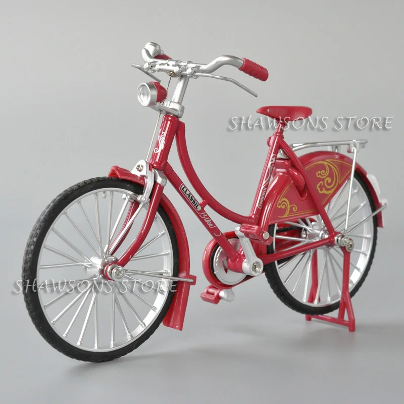 1:10 Scale Diecast Metal Model Retro Bicycle Toys Vintage Urban City Bike Women's Miniature Replica Collectible