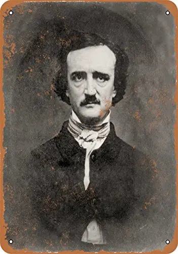 Metal Sign - 1904 Edgar Allan Poe Portrait - Vintage Look Wall Decor for Cafe Bar Pub Home Beer Decoration Crafts