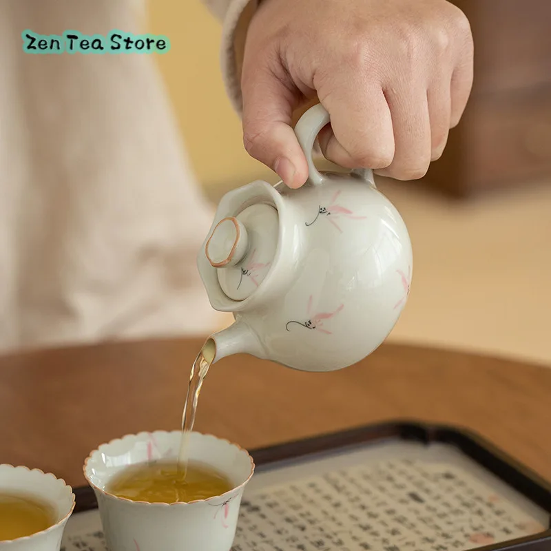 Ice Table Blue Hand Painted Teapot Single Pot Home Brewing Teapot Under Glaze Blue Flower Small Edge Pot Trumpet