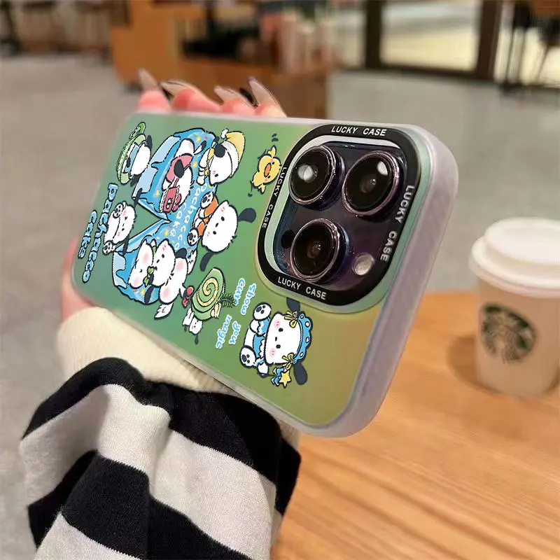 Cartoon Pochacco Hot Sanrios Funny Phone Case for OPPO Reno 5 6 7 7Z 8 8T 10 Pro Plus 4G 5G Matte Aurora Laser Cover image 5