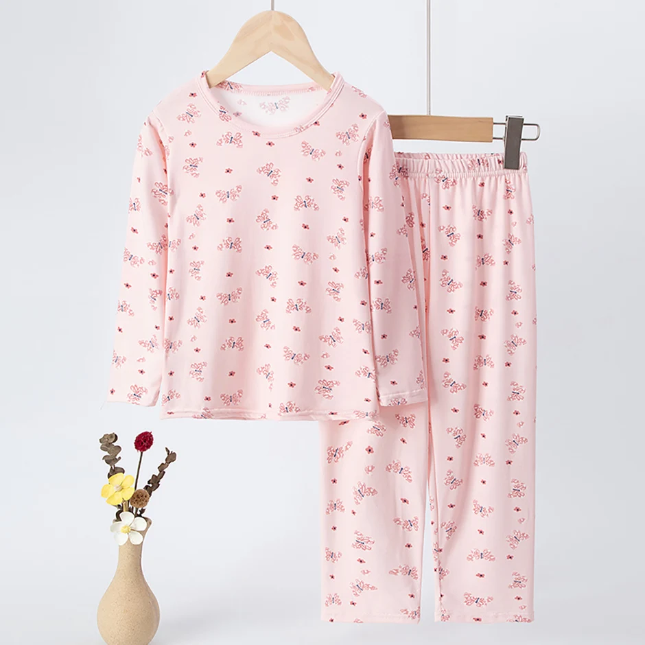 2-teiliges Herbst- und Winter-Mädchen-Set, süß und niedlich, langärmeliges Set, bequemes Unterhemd für Kinder, Hose mit elastischem Bund, Heimset – Detail 3