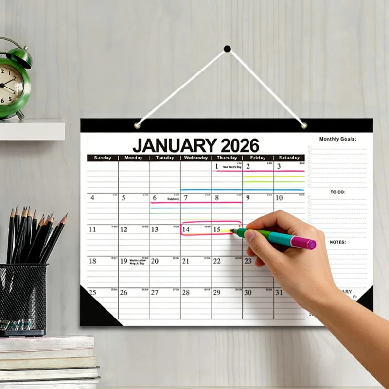 

New 2026 Wall Calendar 18-month 2026-2027 Daily Time Agenda Planner Organizer Home Office Decor Hangable Calendar Office Supplie