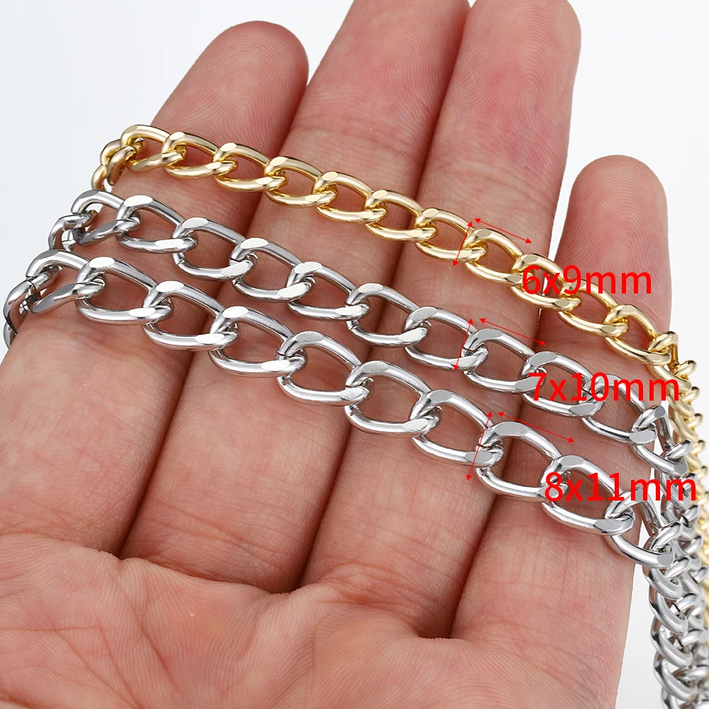 1meter/2meters Flat Necklace Twisted Curb Chains Aluminum Chains for Bracelets Necklace Open Link Chain DIY Jewelry Making