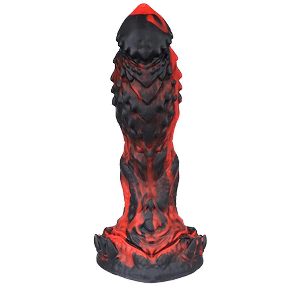 8.8inch Reddish-Black Color Nighthawk Shaped Safety Liquid Silicone Material Dildo Soft Animal Monster Penis Big Butt Anal Plug