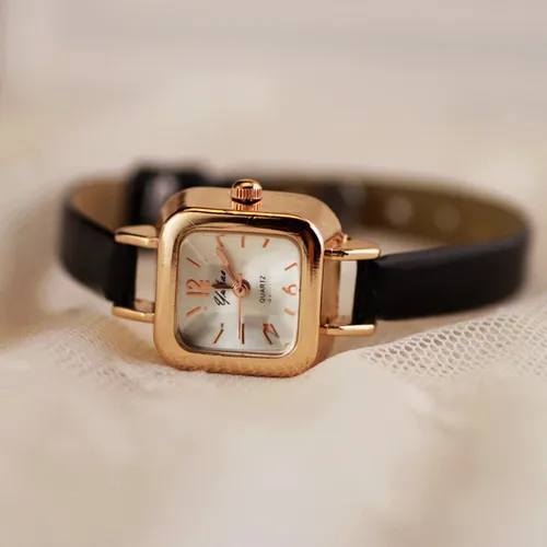 Imagen 1 del producto Reloj pequeño con esfera cuadrada para mujer, correa de cuero fina, Reloj de pulsera para mujer, relojes elegantes de cuarzo para mujer, relojes informales femeninos
