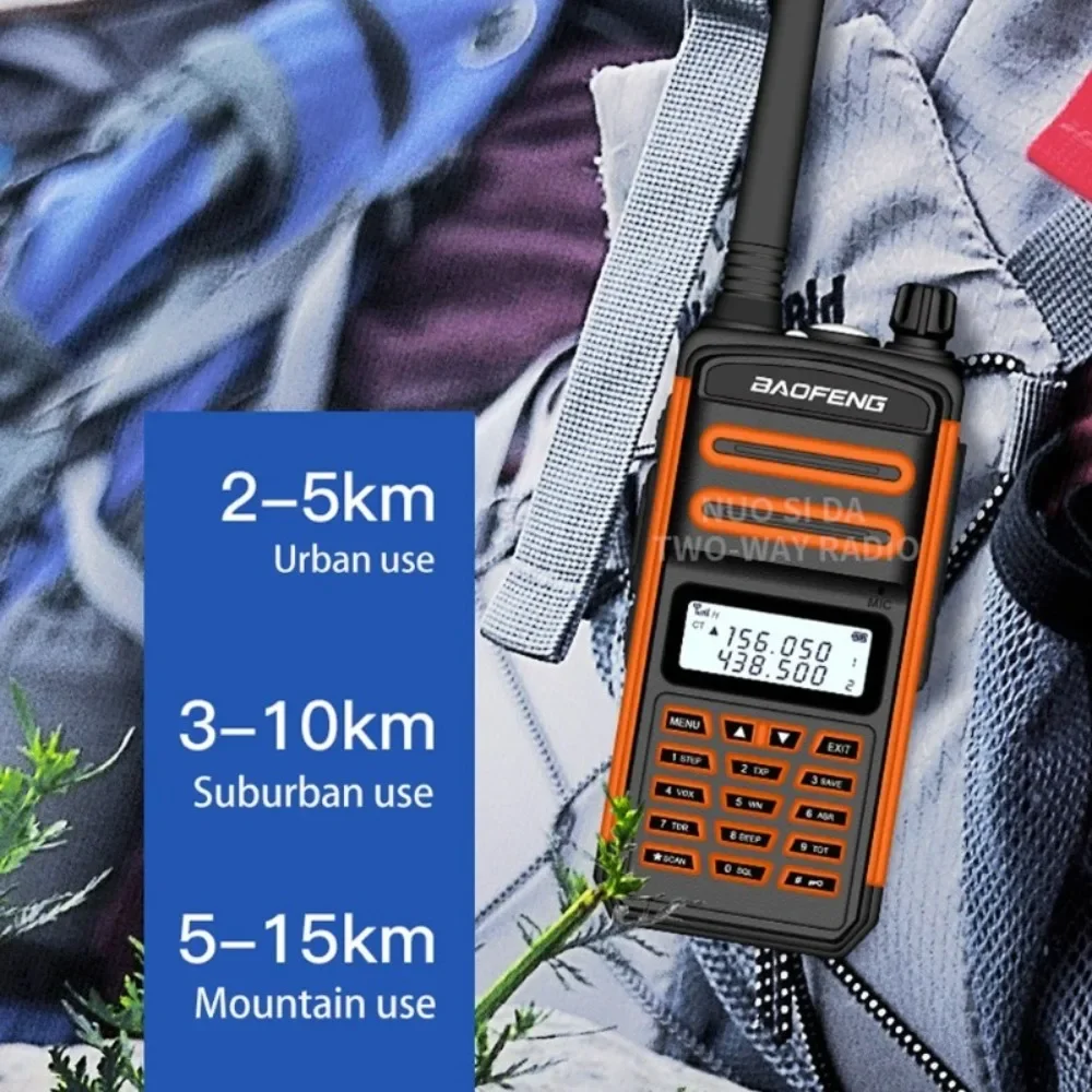 BaoFeng-walkie-talkie portátil de largo alcance, Radio bidireccional de largo alcance, 50 KM, VHF, UHF, resistente al agua ip67, S5 Plus