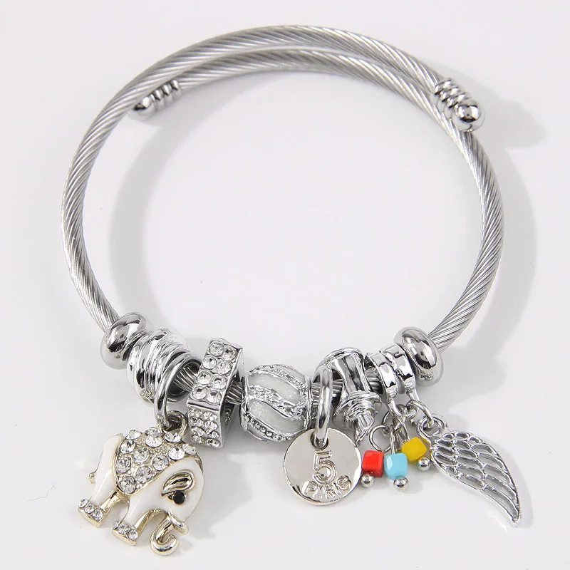 Elephant Angel Wings Bracelets Woman Stainless Steel Jewellery Accessory