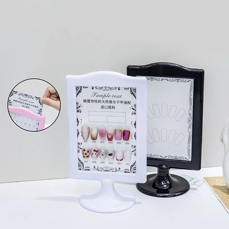 Estante de exhibición de uñas postizas, soporte para esmalte de Gel, soporte de exhibición de doble cara para decoración de uñas, marco de exhibición de ilustraciones, tablero de exhibición de uñas