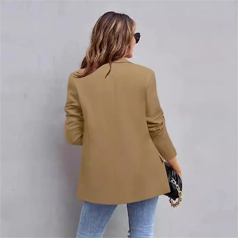 Jacket Temperament Women Slim Coats Commuting Suit Solid Color Outwear Autumn Winter Fashion Blazer Plus Size Pocket Topcoats