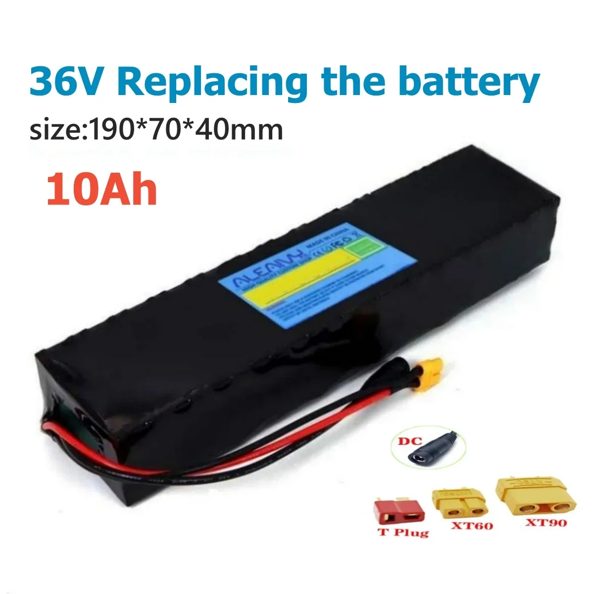 Aleaivy 36V 10S2P 10Ah 18650 lithium battery pack, suitable for 250W 350W 500W42V skateboard electric scooter battery+BMS