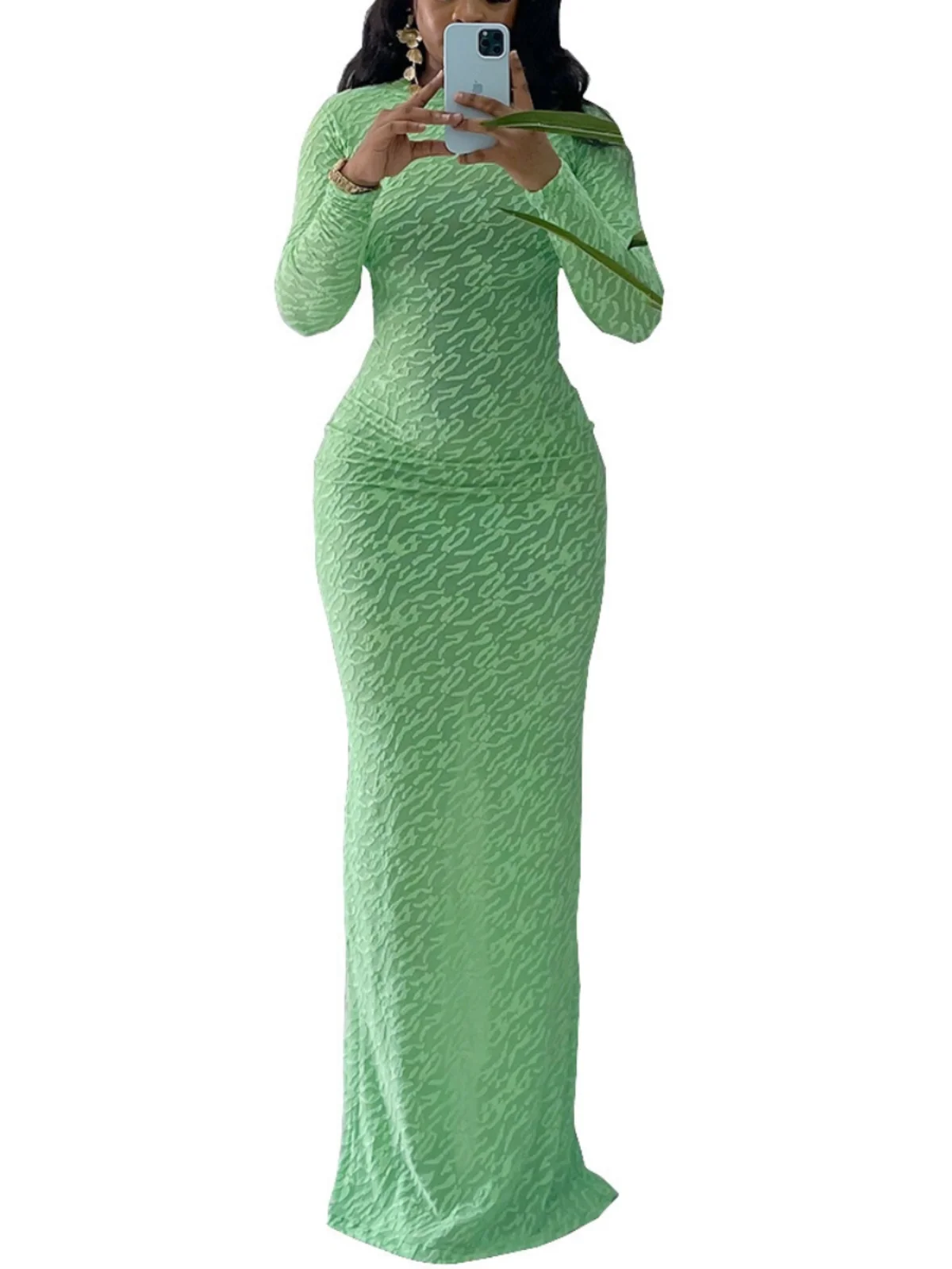 Abito sexy sexy lungo Sve Floing Slim Fit Dr n Sle a vita media in poliestere lavorato a maglia con gonna lunga Boho Chic