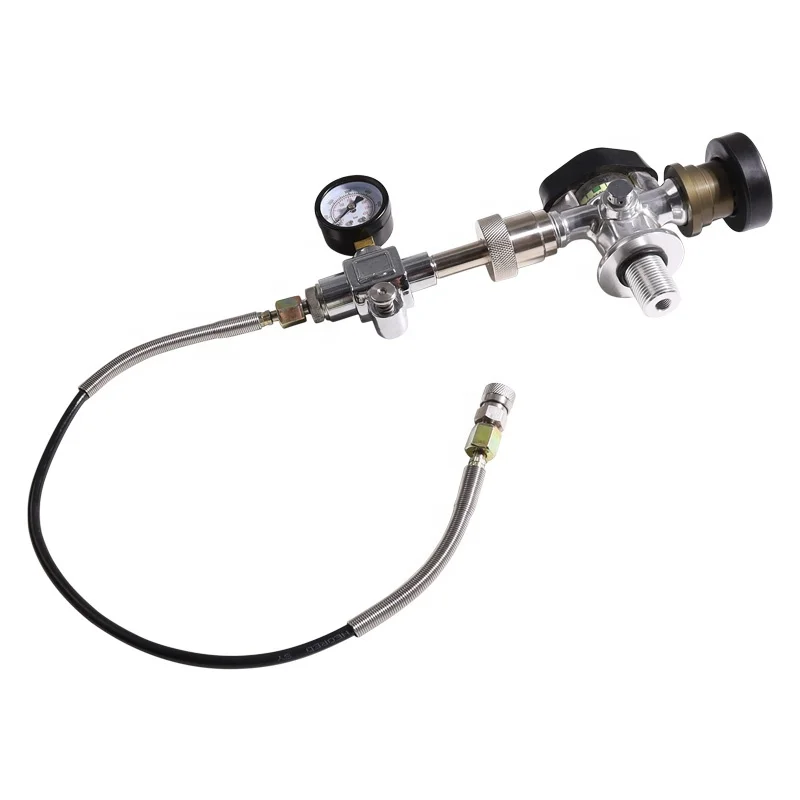 Scuba Diving Tank Charging Valve Air Filling Station Refill Adapter With Gauge 6000psi and Reinforced Hose M18x1.5