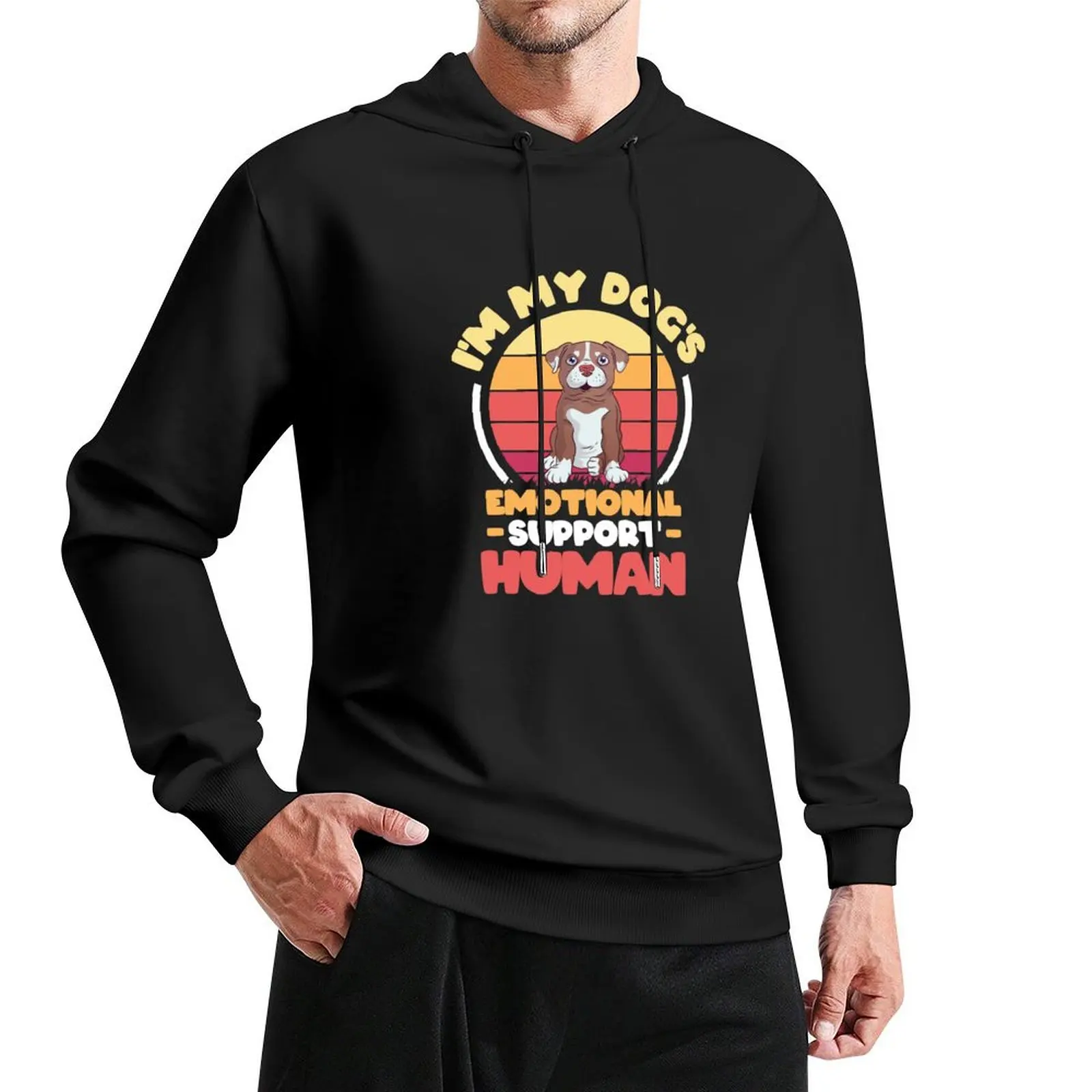 My puppy dog has his own emotional support human. It's me! Pullover Hoodie mens designer clothes hoody