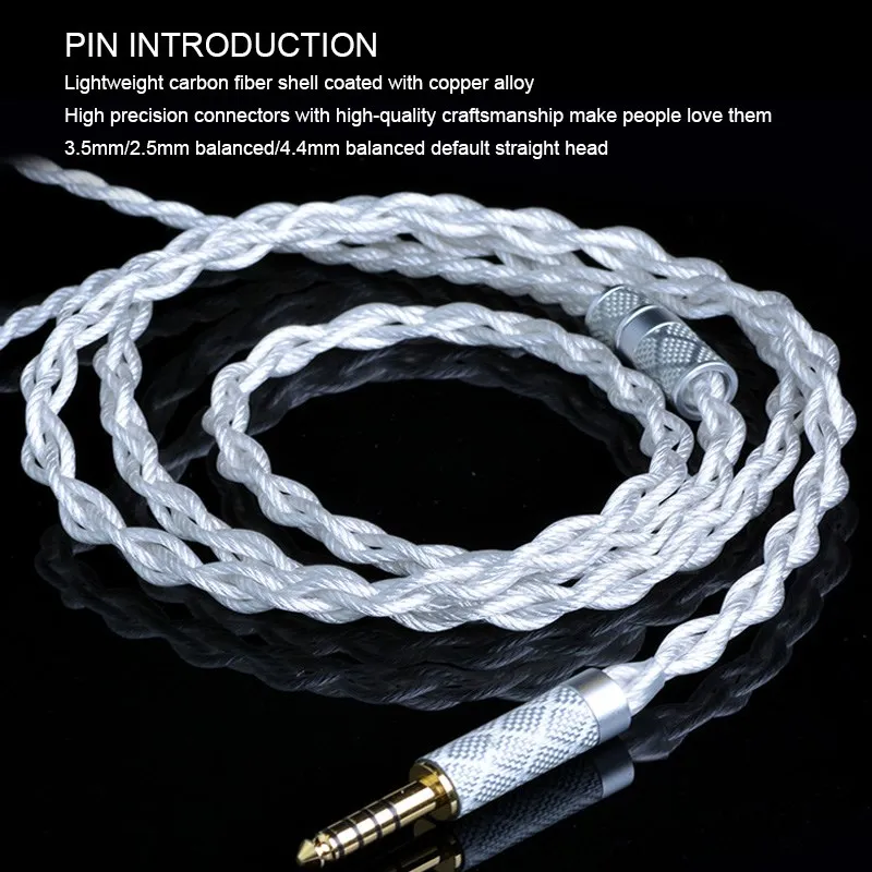 YONGSE Aurora 4 Strand 6N UP-OCC Litz pojedyncza miedziane z kryształami posrebrzane audiofile HiFi kabel do słuchawek do 7HZ TANGZU SIMGOT