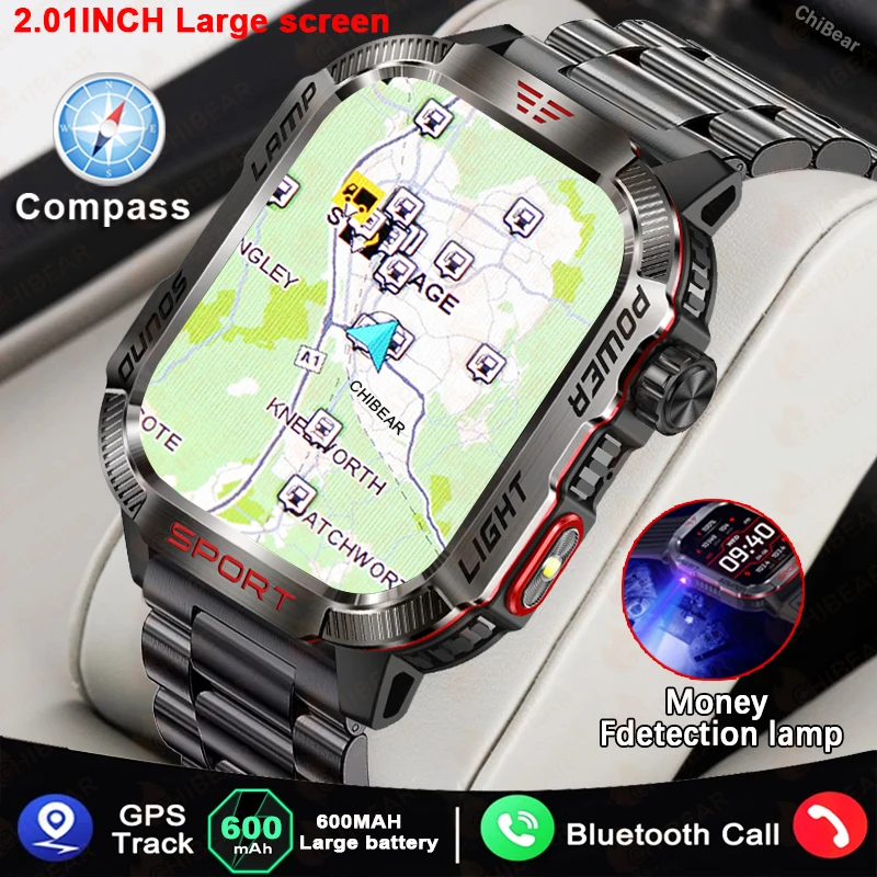 

Military Rugged Outdoor Smartwatch Men Sports Fitness Tracker IP68 Waterproof Compass Bluetooth Call 600Mah Smartwatch 2024 New