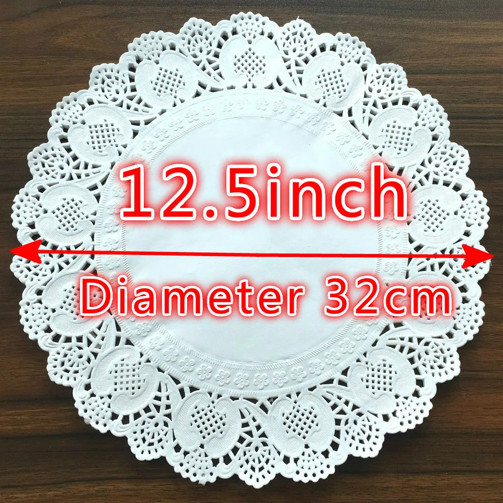 100pcs 12.5inch White Round Paper Doilies Doily Lace Placemats for Wedding Christmas Birthday Party Cake Table Decoration